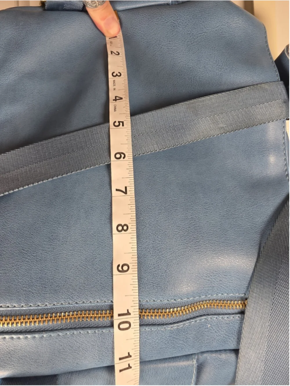 Fawn Design Original Bluebell Diaper Bag Backpack Vegan Leather Blue Gold
